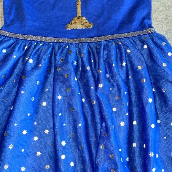 Cat & Jack Hanukkah Long Sleeve Sequin Flip Tulle Dress - Picture 5 of 8